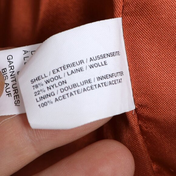 Gap Wool Blend Duffle Coat Winter Fall Peacoat Jacket Orange Brown Zipper Toggle - Picture 10 of 13